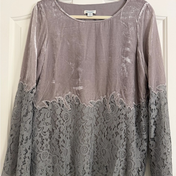 Sundance Tops - Sundance Silver Gray Velvet Lace Long-Sleeve Top
